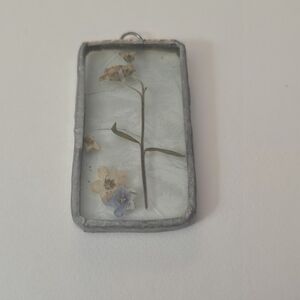 Pressed flower in pendant wrapped in silver Metal  Square Beautiful Pendent